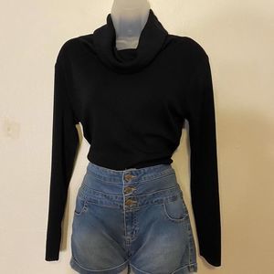 Vintage Misook black long sleeve cool neck top